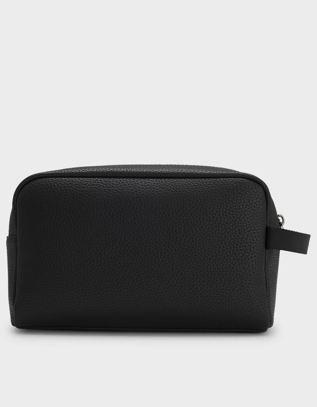 HUGO Quantic Mens Grained Faux Leather Washbag with Stacked-Logo - Black 001