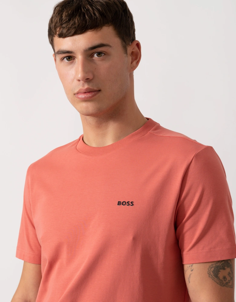 BOSS Green Tee Mens Stretch Cotton T-Shirt with Contrast Logo - Medium Pink 667