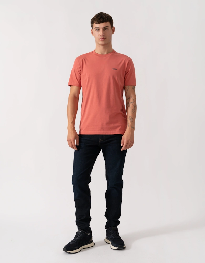 BOSS Green Tee Mens Stretch Cotton T-Shirt with Contrast Logo - Medium Pink 667