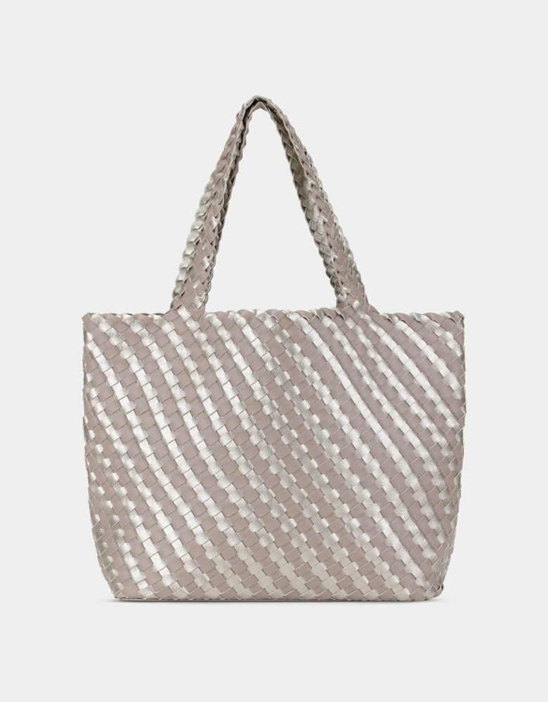 Reversable Dual Colour Womens Braided Shopper - Atmosphere Platin 149780