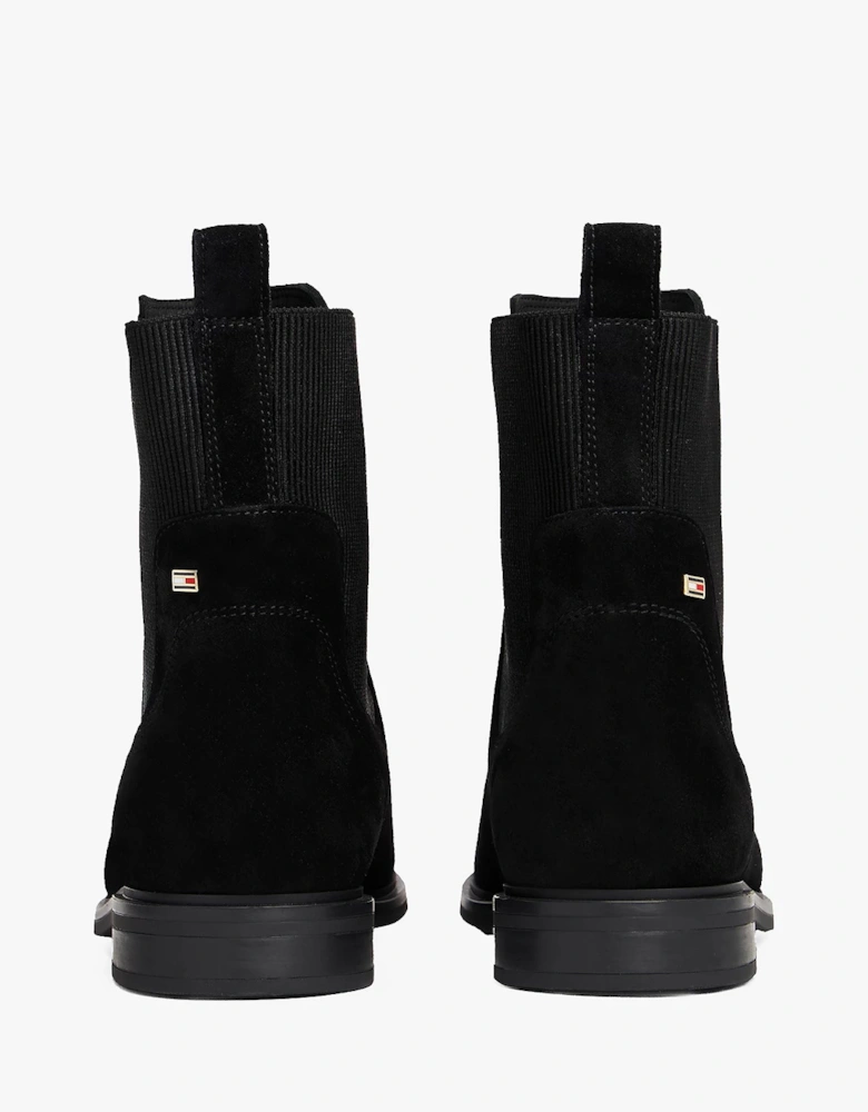 Flag Womens Suede Chelsea Boots - Black