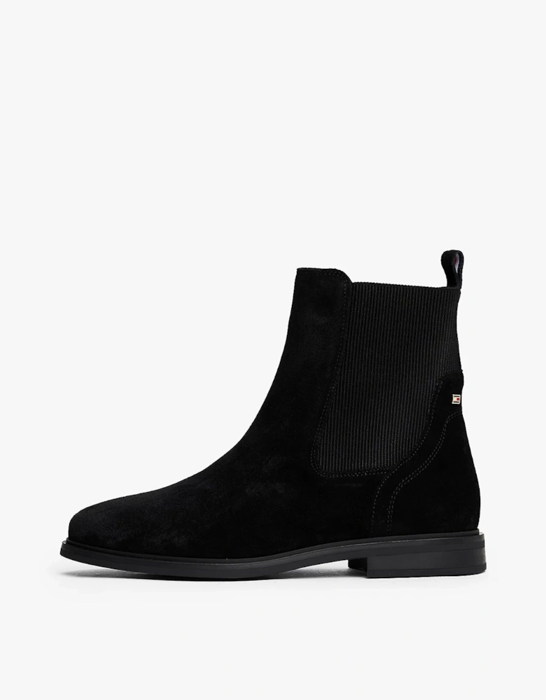Flag Womens Suede Chelsea Boots - Black