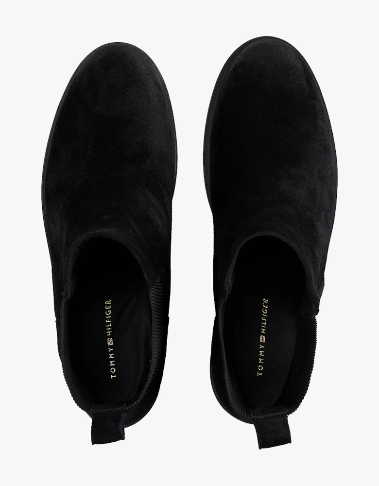 Flag Womens Suede Chelsea Boots - Black