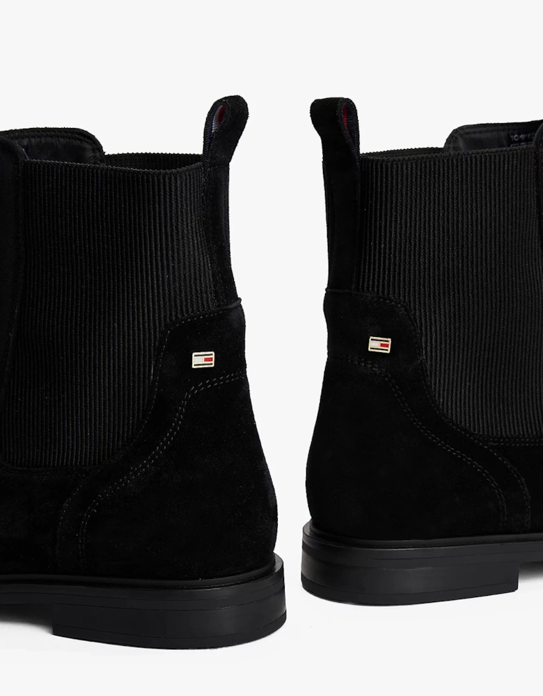 Flag Womens Suede Chelsea Boots - Black
