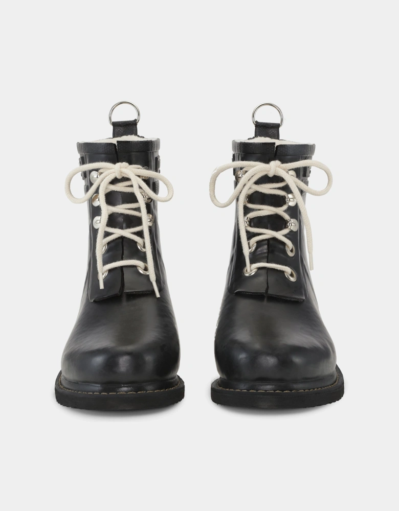 Rub Womens Laced Short Rubber Boots - Black 001