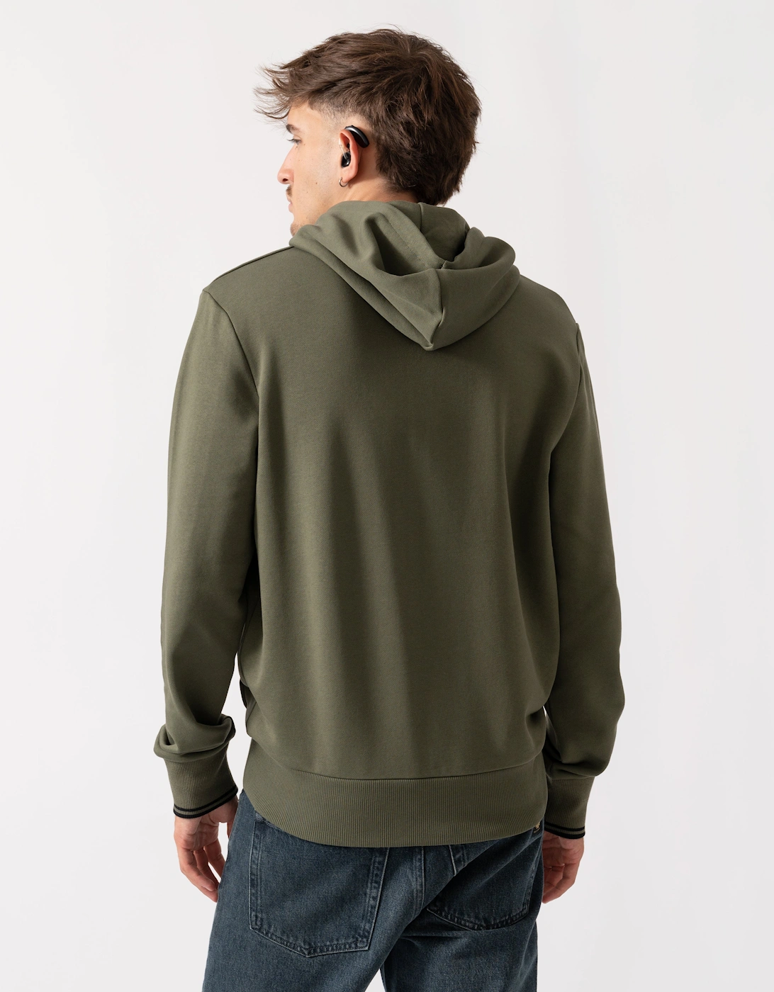 Mens Tipped Hooded Sweatshirt - Laurel Wreath Green/Black Z50