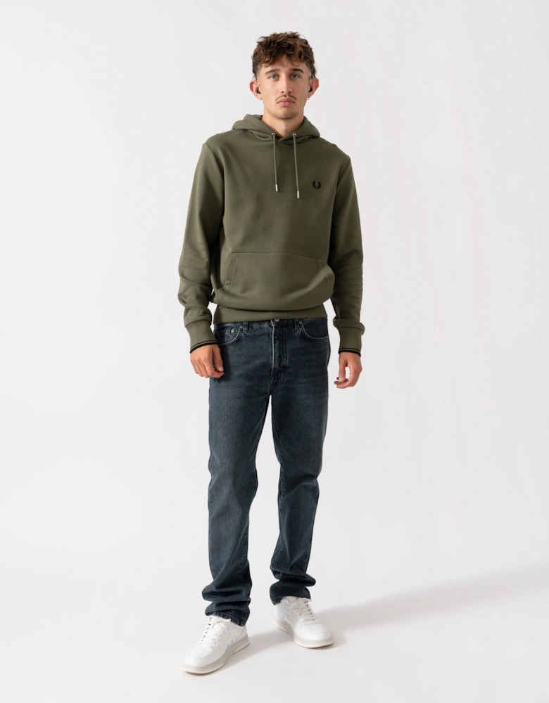 Mens Tipped Hooded Sweatshirt - Laurel Wreath Green/Black Z50