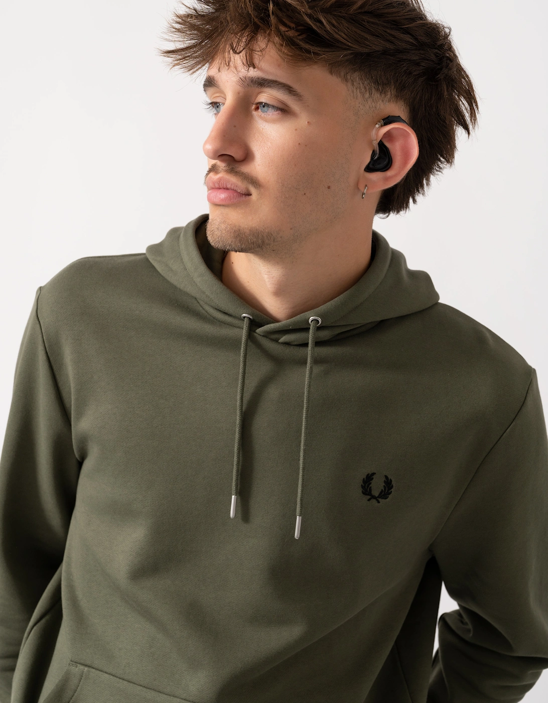 Mens Tipped Hooded Sweatshirt - Laurel Wreath Green/Black Z50