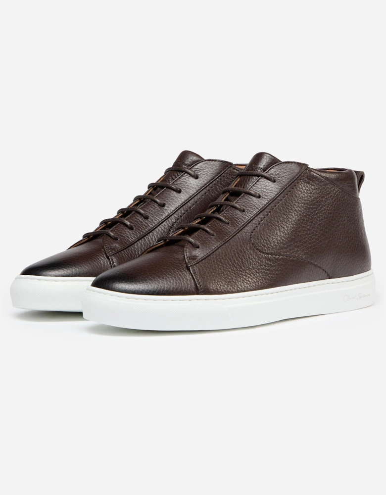 Fermo Mens Mid Cut Deer Leather Trainers - Dark Brown