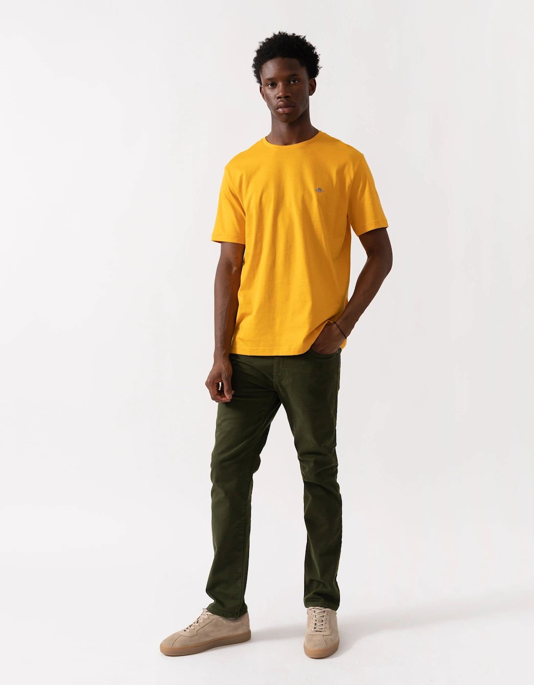 Mens Regular Fit Short Sleeve Shield Logo T-Shirt - 751 Yellow Lichen