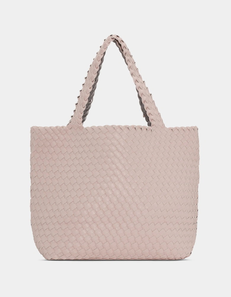 Reversable Womens Braided Shopper - Rose Silver 320710