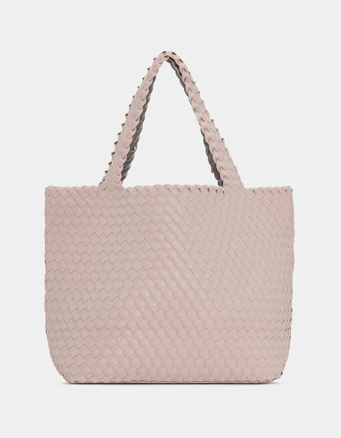 Reversable Womens Braided Shopper - Rose Silver 320710