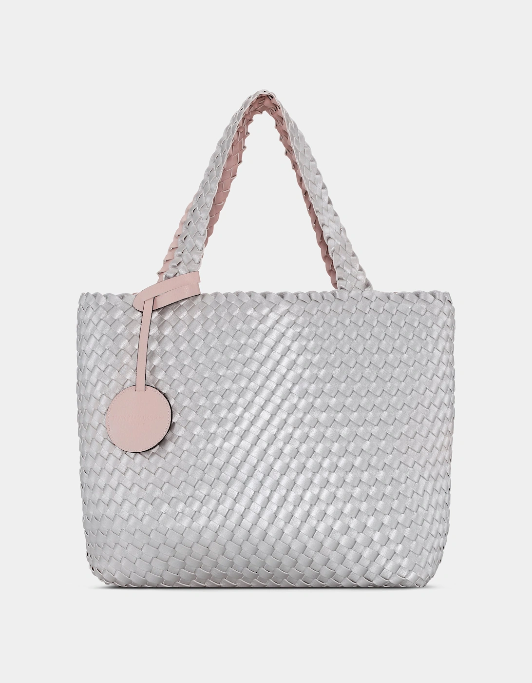 Reversable Womens Braided Shopper - Rose Silver 320710