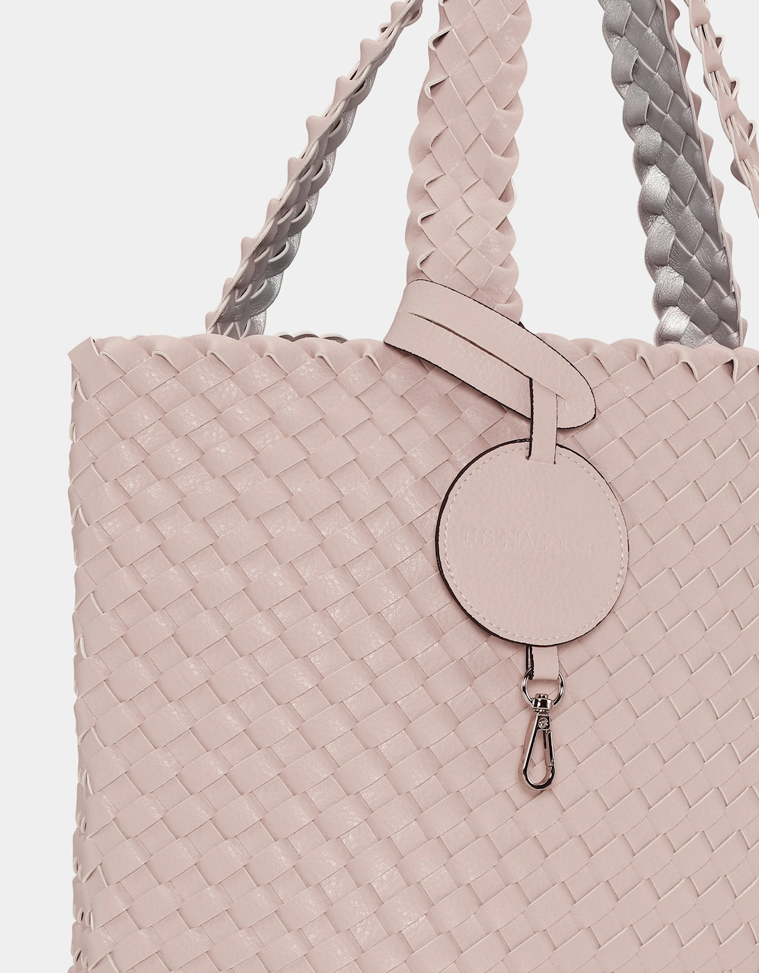 Reversable Womens Braided Shopper - Rose Silver 320710