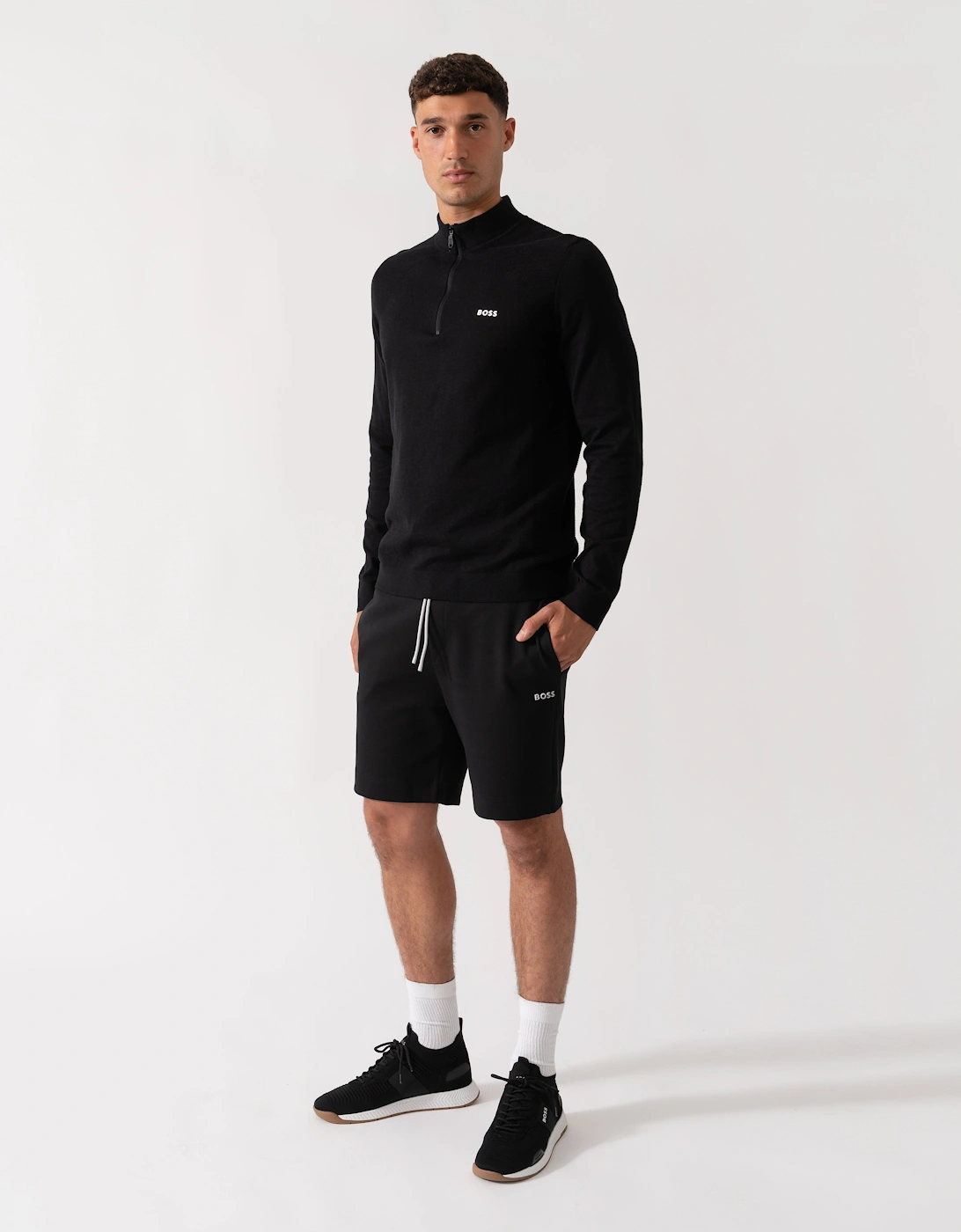 BOSS Green Momentum-Lite Mens 1/4 Zip Jumper - Black 001