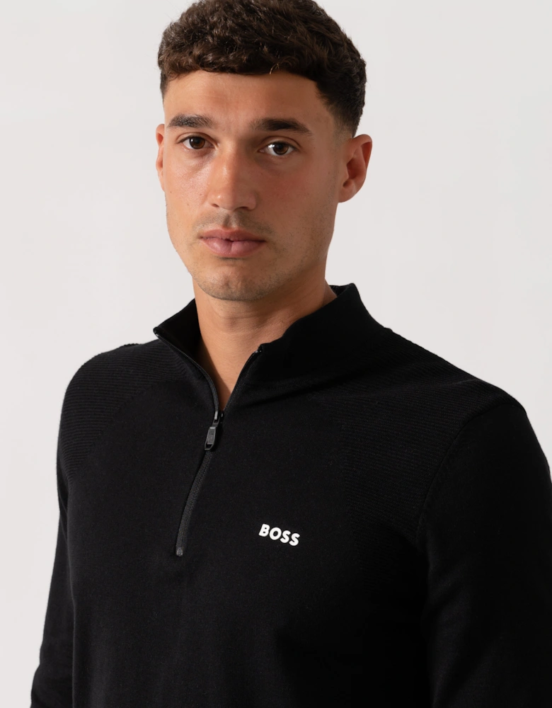 BOSS Green Momentum-Lite Mens 1/4 Zip Jumper - Black 001