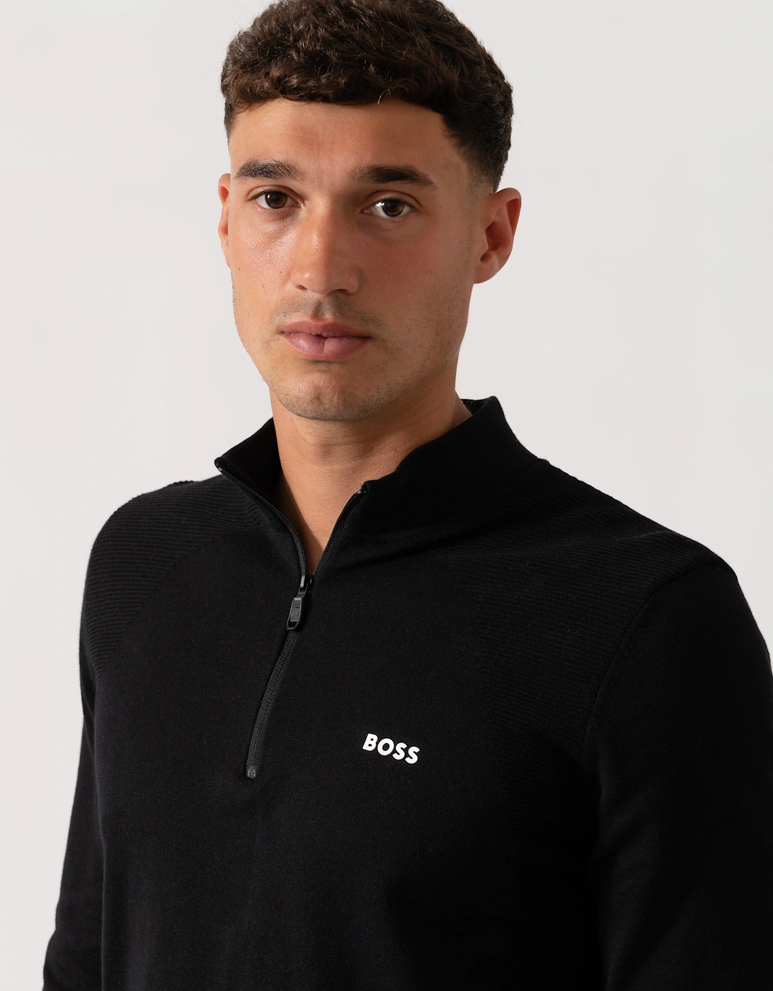 BOSS Green Momentum-Lite Mens 1/4 Zip Jumper - Black 001