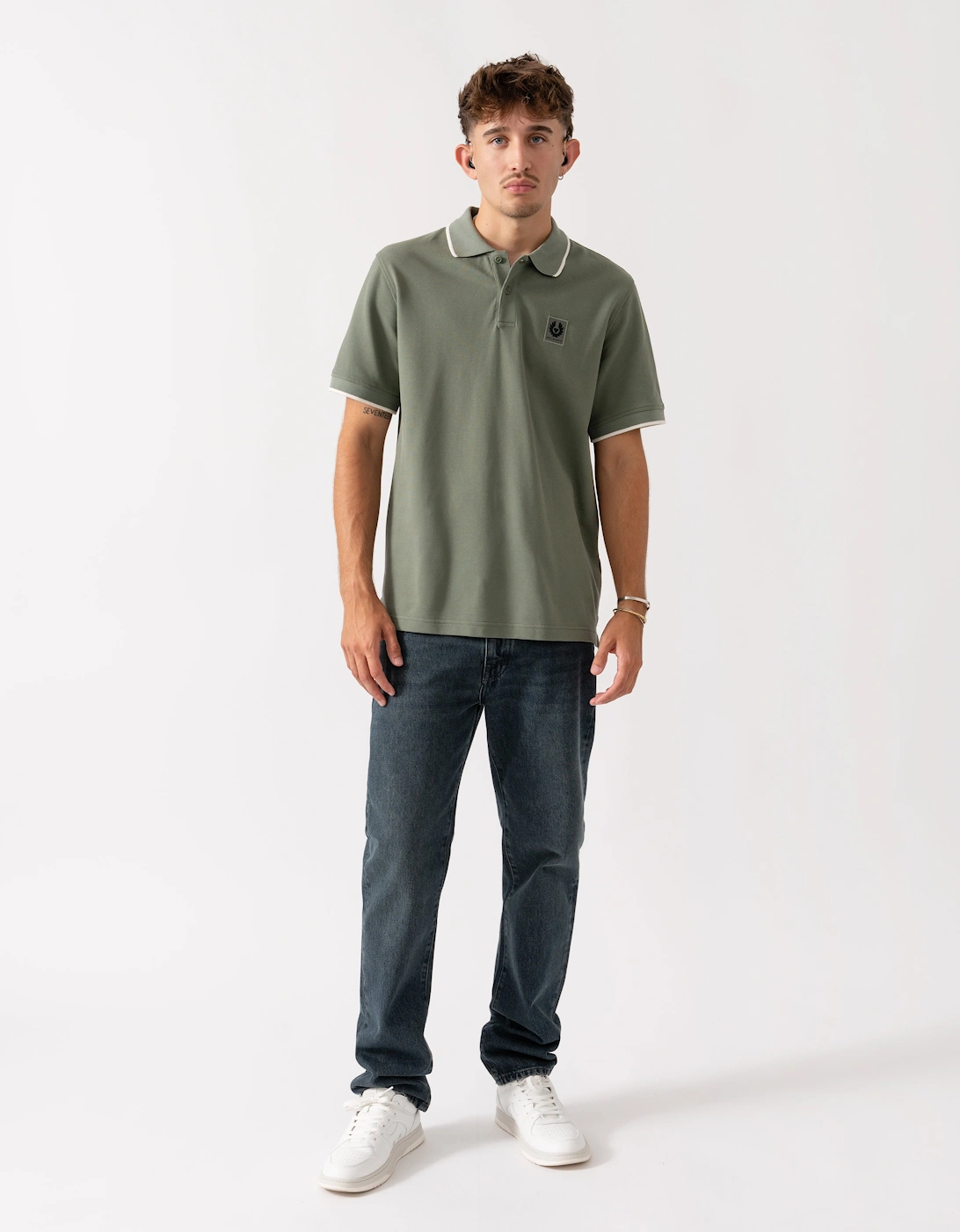 Mens Tipped Polo - Sage Green