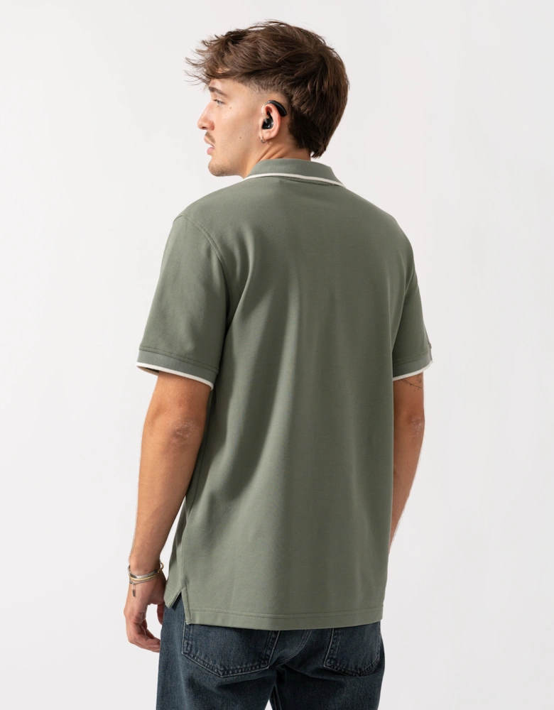 Mens Tipped Polo - Sage Green
