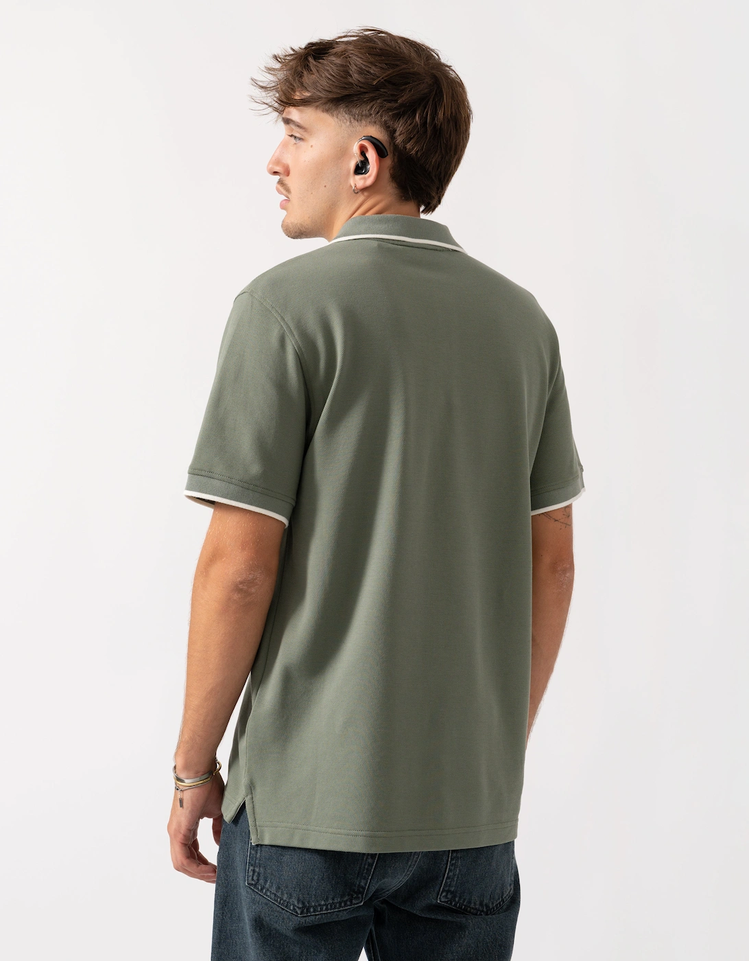 Mens Tipped Polo - Sage Green