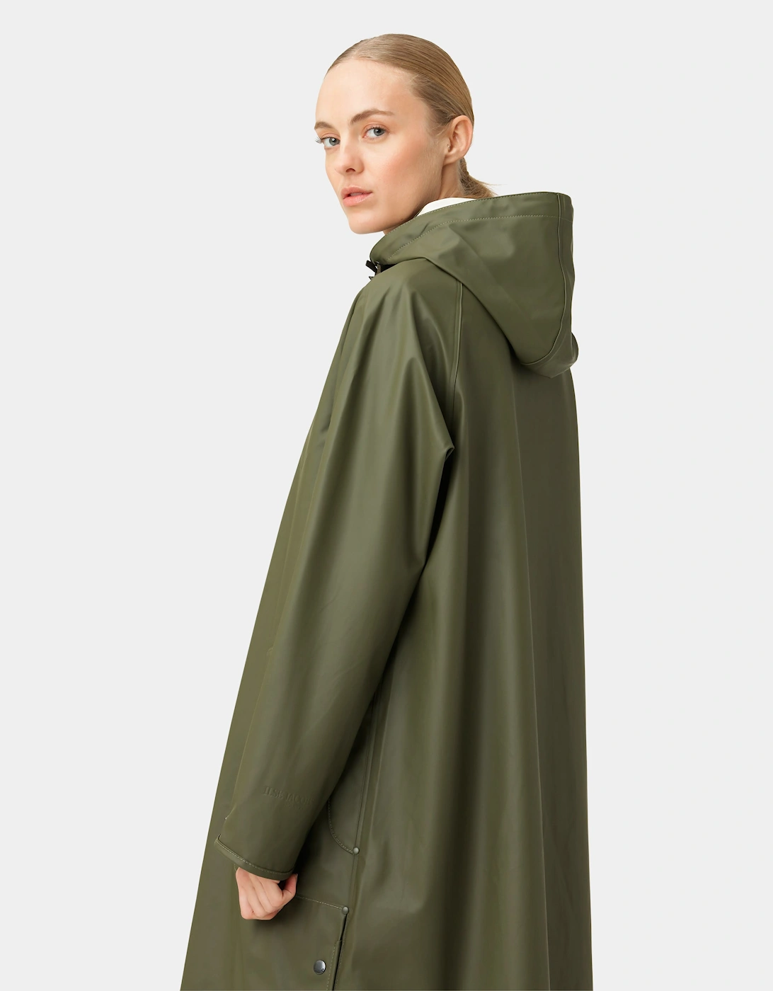 Rain Womens A-Line Rubberised Raincoat - Army 410
