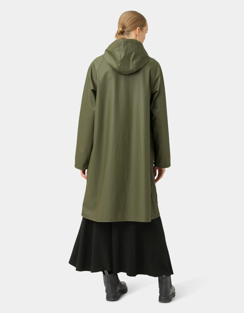 Rain Womens A-Line Rubberised Raincoat - Army 410