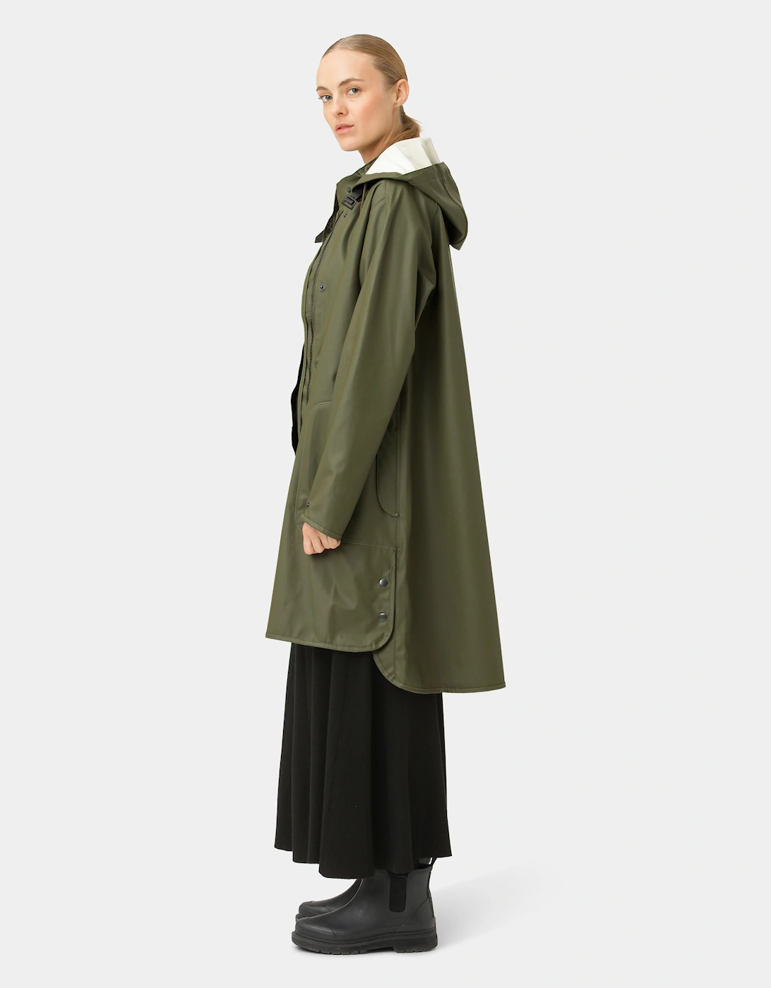 Rain Womens A-Line Rubberised Raincoat - Army 410