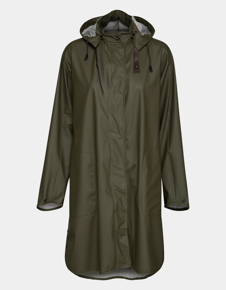 Rain Womens A-Line Rubberised Raincoat - Army 410