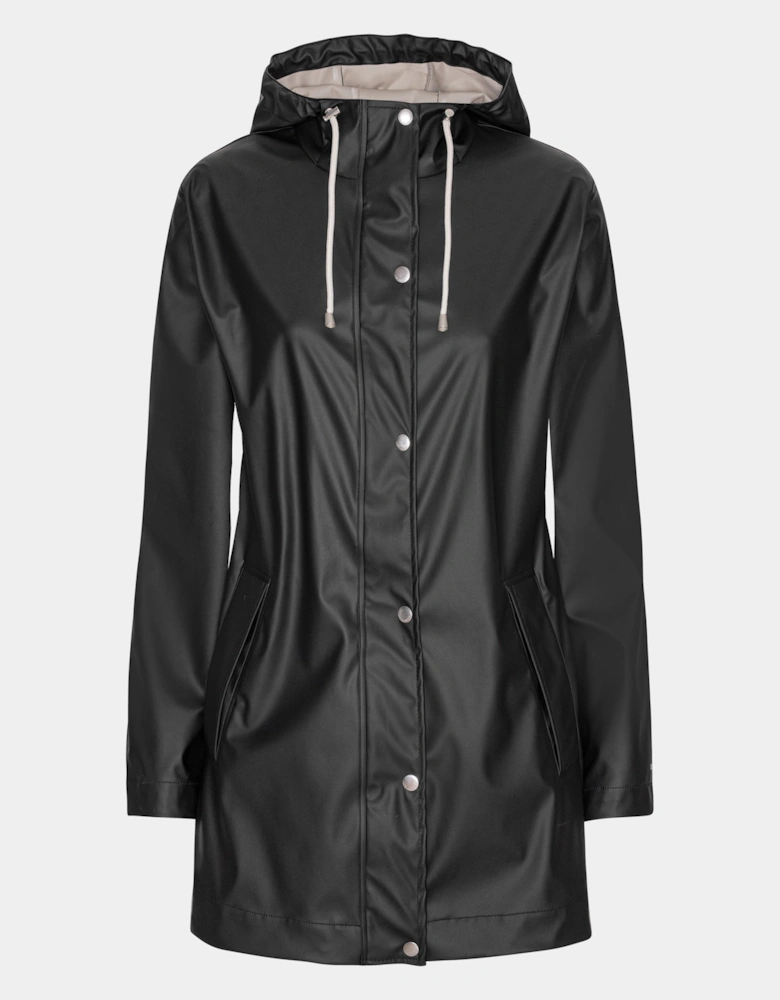 Rain Womens Short Rubberised Raincoat - Black Beauty 002