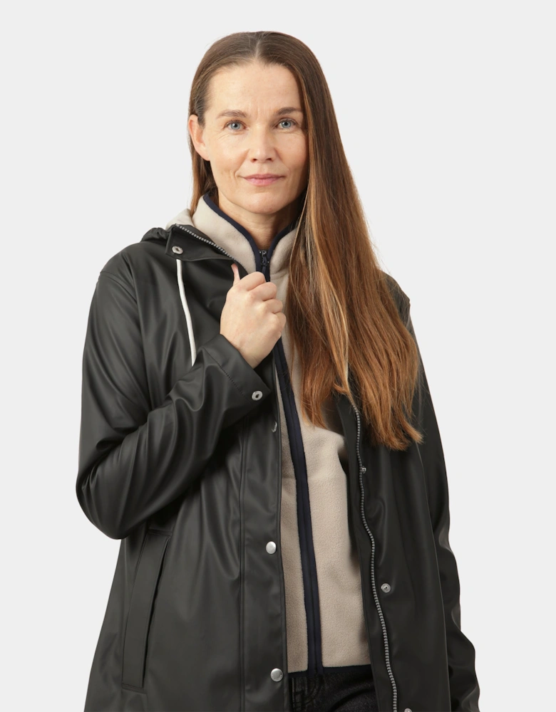 Rain Womens Short Rubberised Raincoat - Black Beauty 002