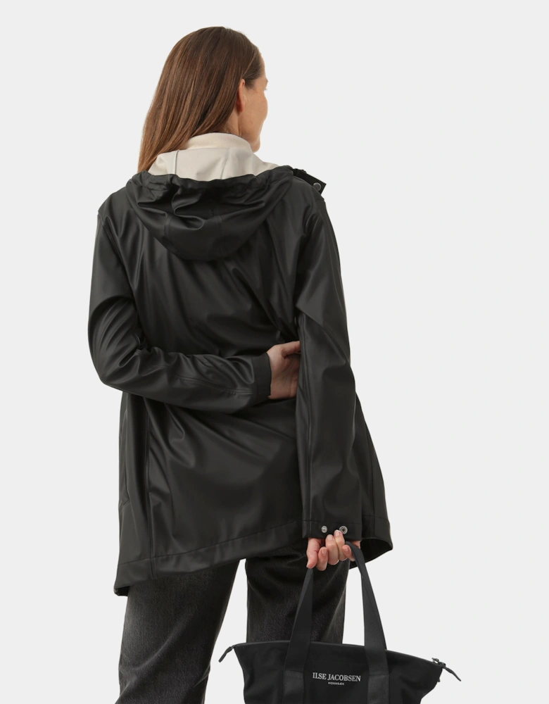 Rain Womens Short Rubberised Raincoat - Black Beauty 002