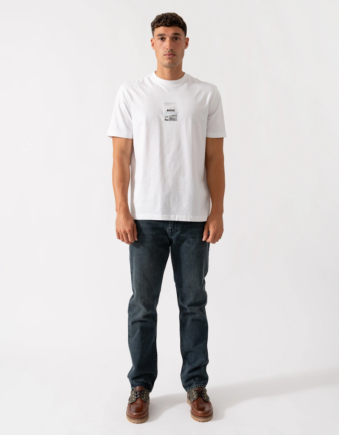 BOSS Green Tee Photoprint Mens T-Shirt - White 100