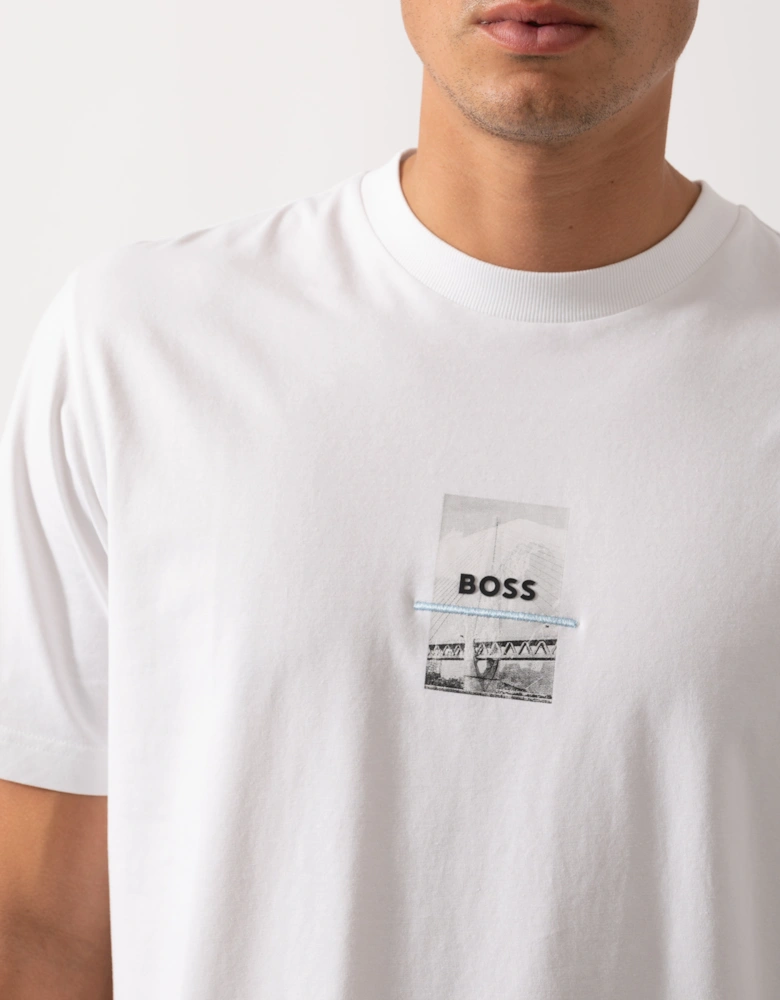 BOSS Green Tee Photoprint Mens T-Shirt - White 100