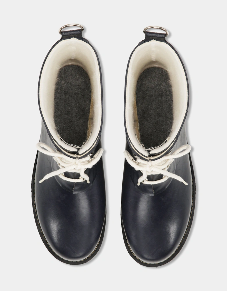 Rub Womens Laced Short Rubber Boots - Dark Indigo 660