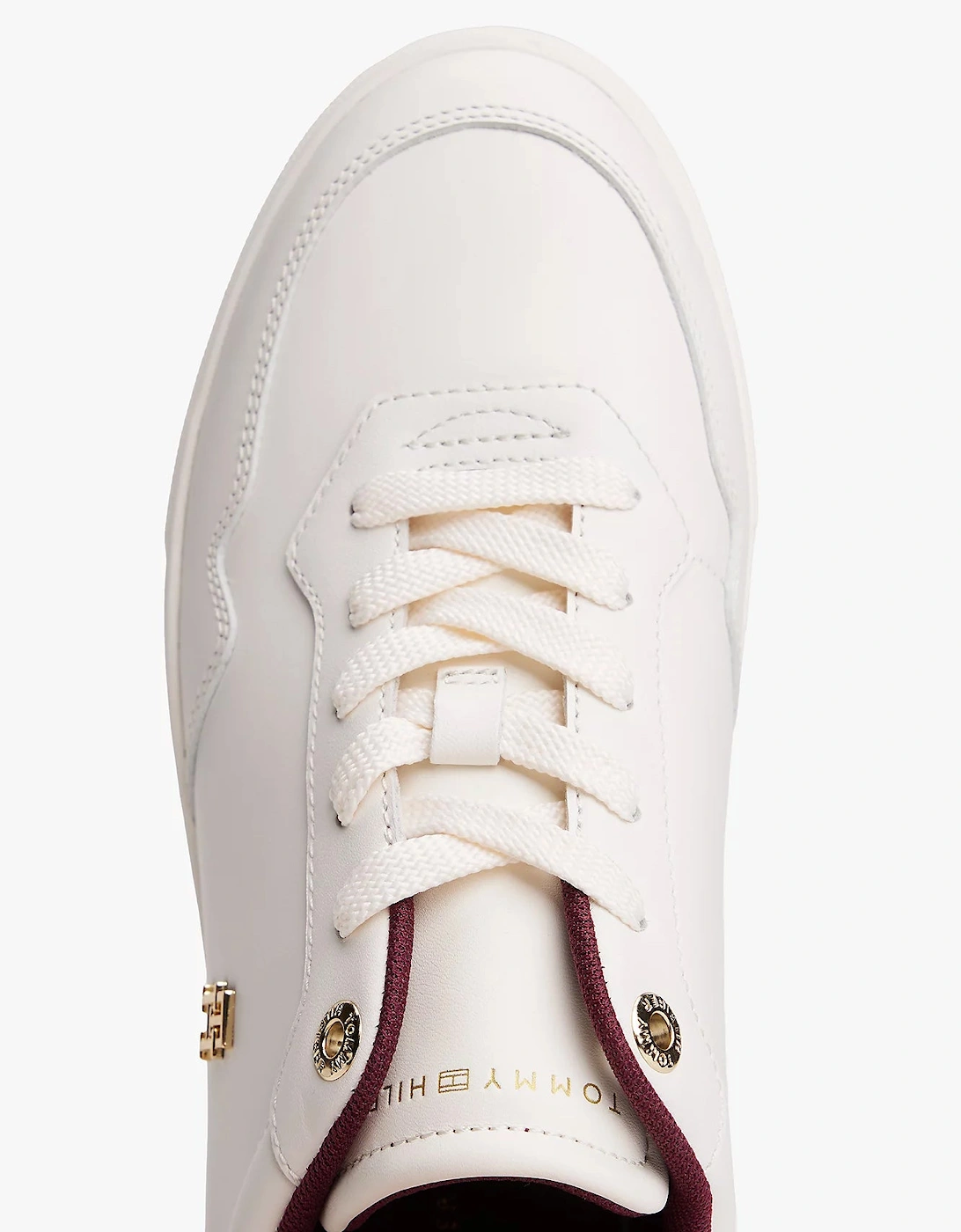 Elevated Womens Leather Court Trainers - Ancient White
