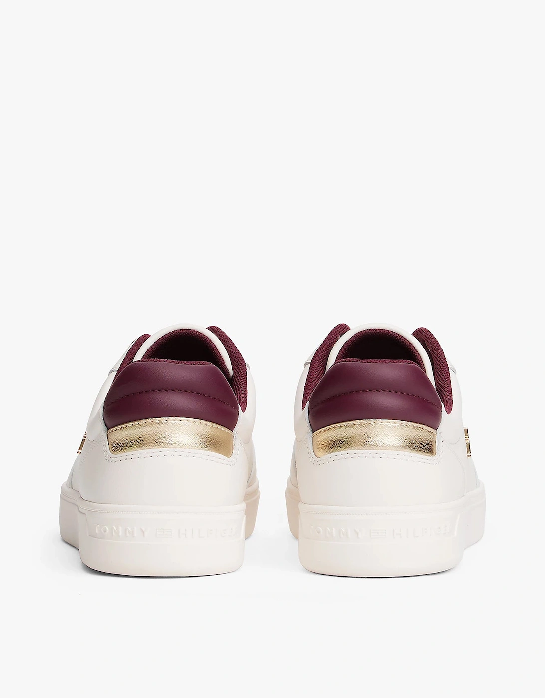Elevated Womens Leather Court Trainers - Ancient White