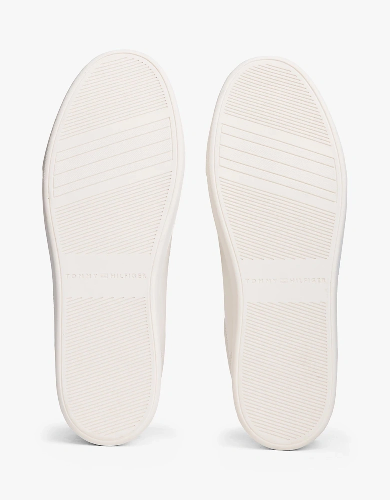 Elevated Womens Leather Court Trainers - Ancient White