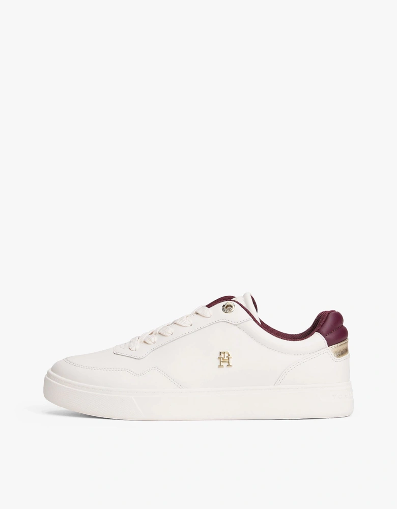 Elevated Womens Leather Court Trainers - Ancient White