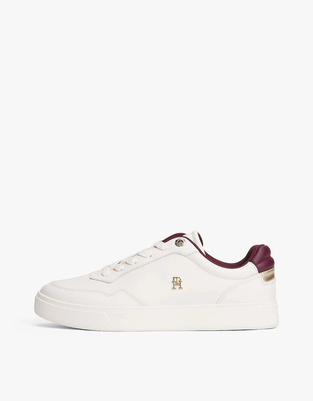 Elevated Womens Leather Court Trainers - Ancient White