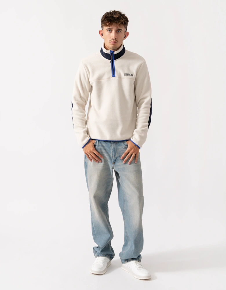 Dergana Mens Half Zip Sweatshirt - Beige Dimity N1J