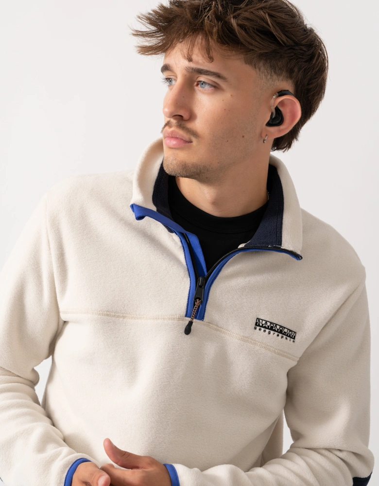 Dergana Mens Half Zip Sweatshirt - Beige Dimity N1J