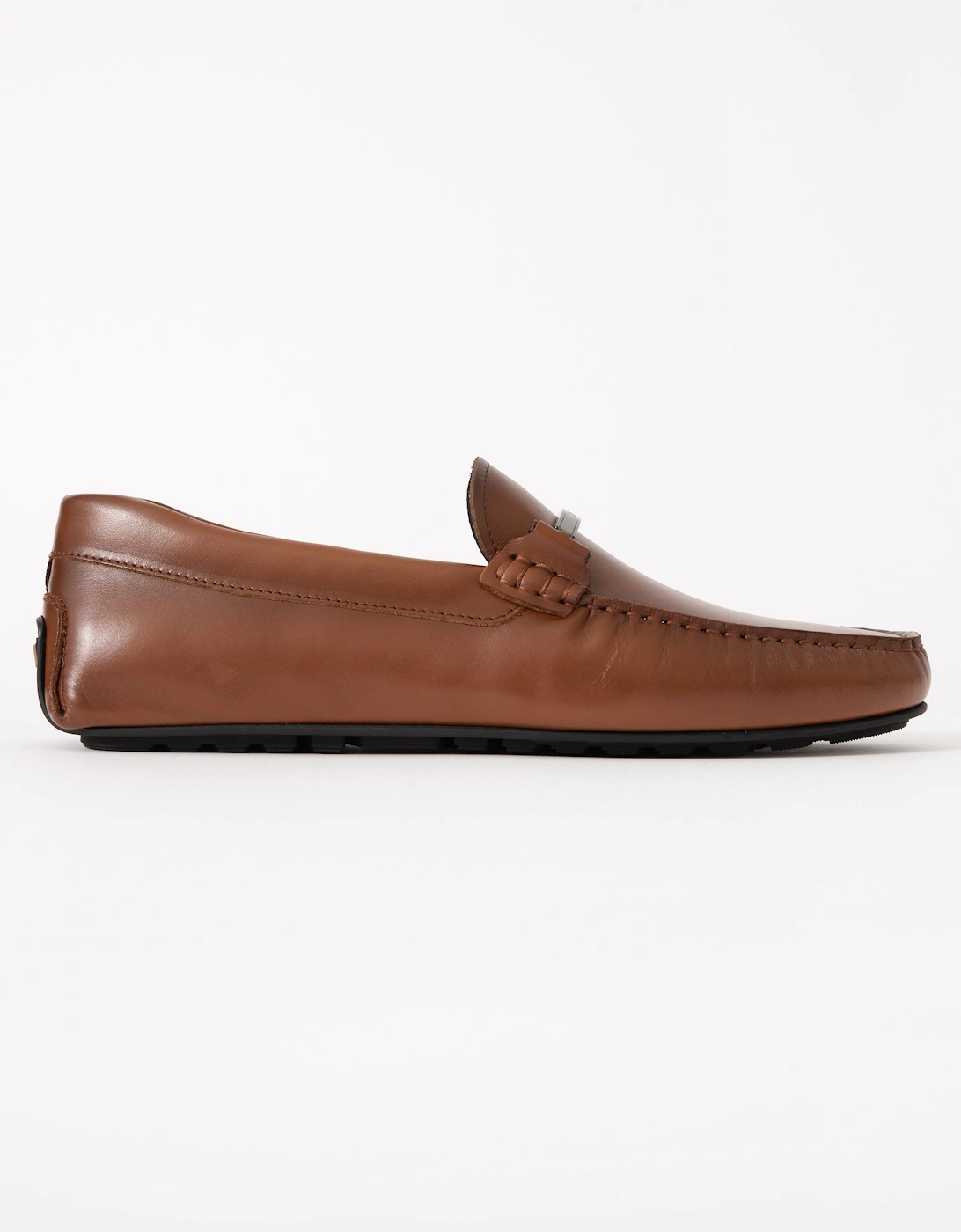 BOSS Orange Noel Mens Leather Loafers with Branded Hardware - Medium Brown 210