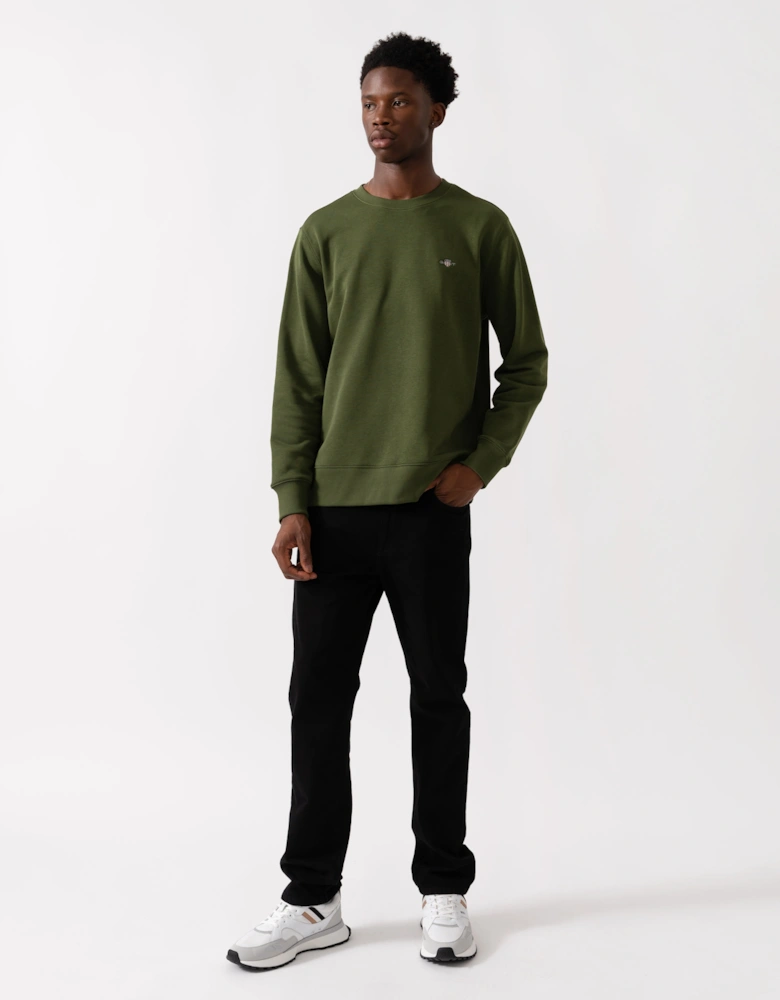 Mens Regular Fit Shield Logo Crew Neck Sweatshirt - 360 Country Green