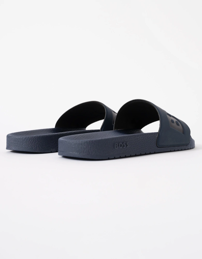 BOSS Orange Aryeh Mens Italian-Made Slides With Large Logo Detail - Navy 410