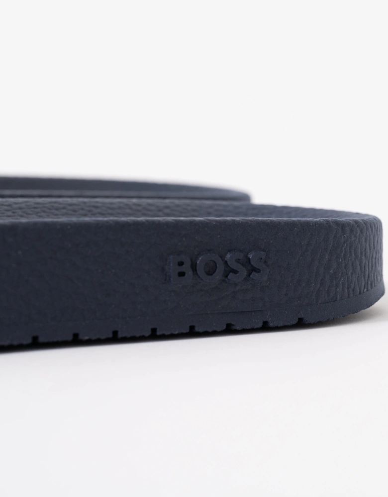 BOSS Orange Aryeh Mens Italian-Made Slides With Large Logo Detail - Navy 410
