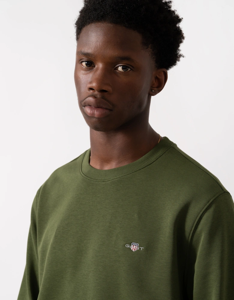 Mens Regular Fit Shield Logo Crew Neck Sweatshirt - 360 Country Green