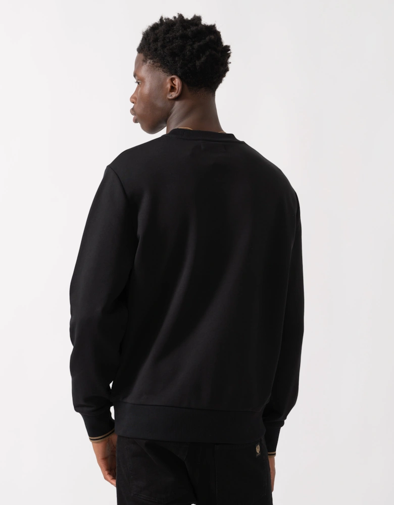 Mens Crew Neck Sweatshirt - Black/Shaded Stone/Shaded Stone S77
