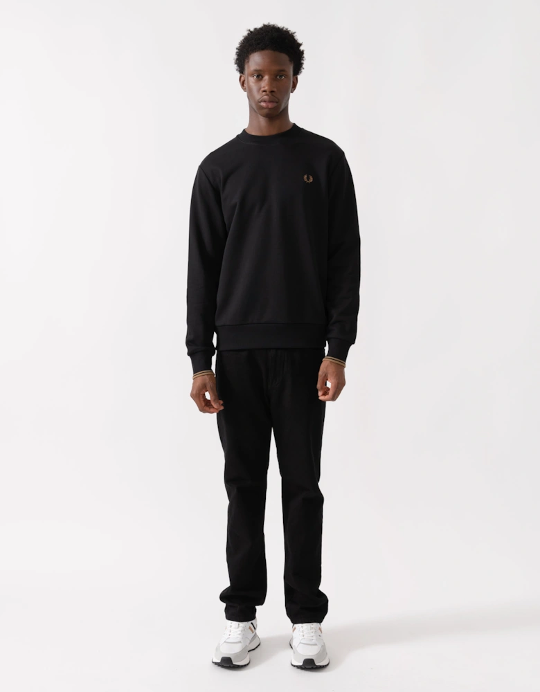 Mens Crew Neck Sweatshirt - Black/Shaded Stone/Shaded Stone S77