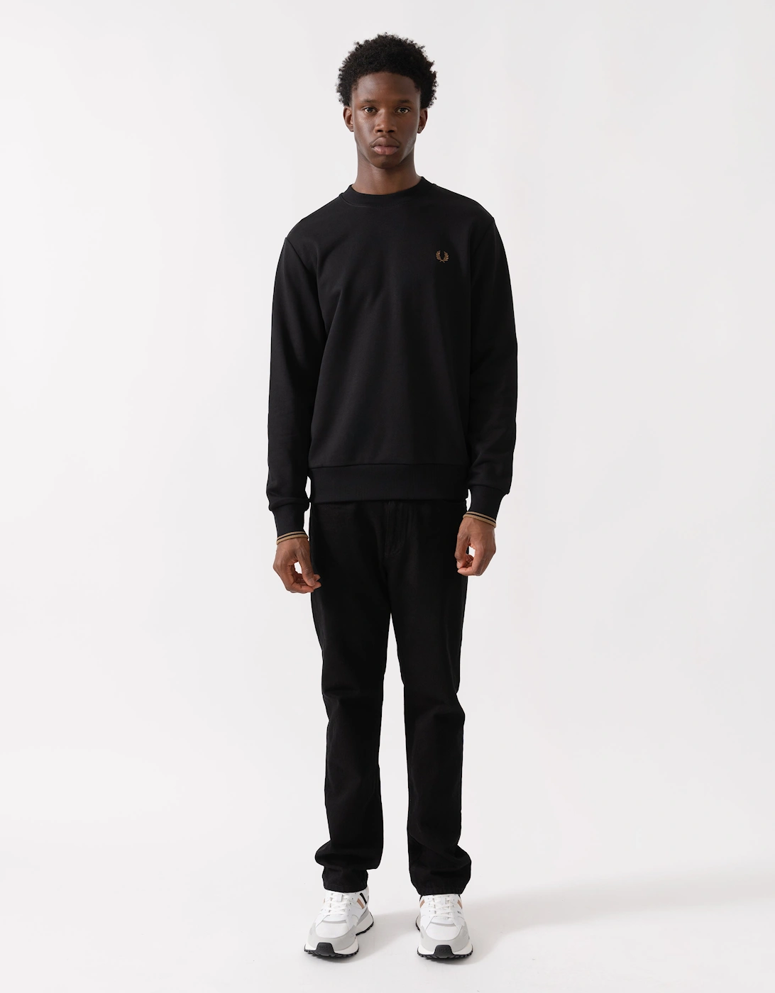 Mens Crew Neck Sweatshirt - Black/Shaded Stone/Shaded Stone S77