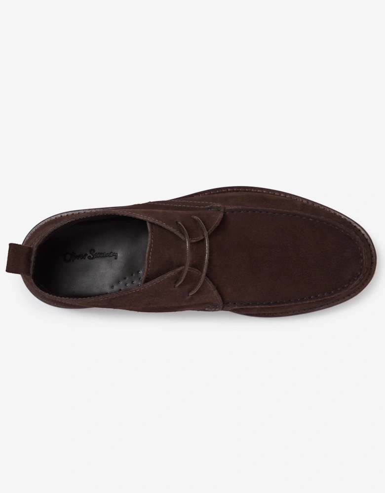 Xixona Mens Calf Suede Moccasin Boots - Chocolate